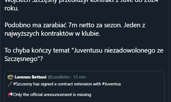 NOWY KONTRAKT Szczęsnego z Juventusem!